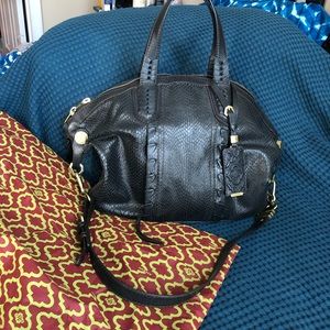orYANY Black Snakeskin Leather Satchel